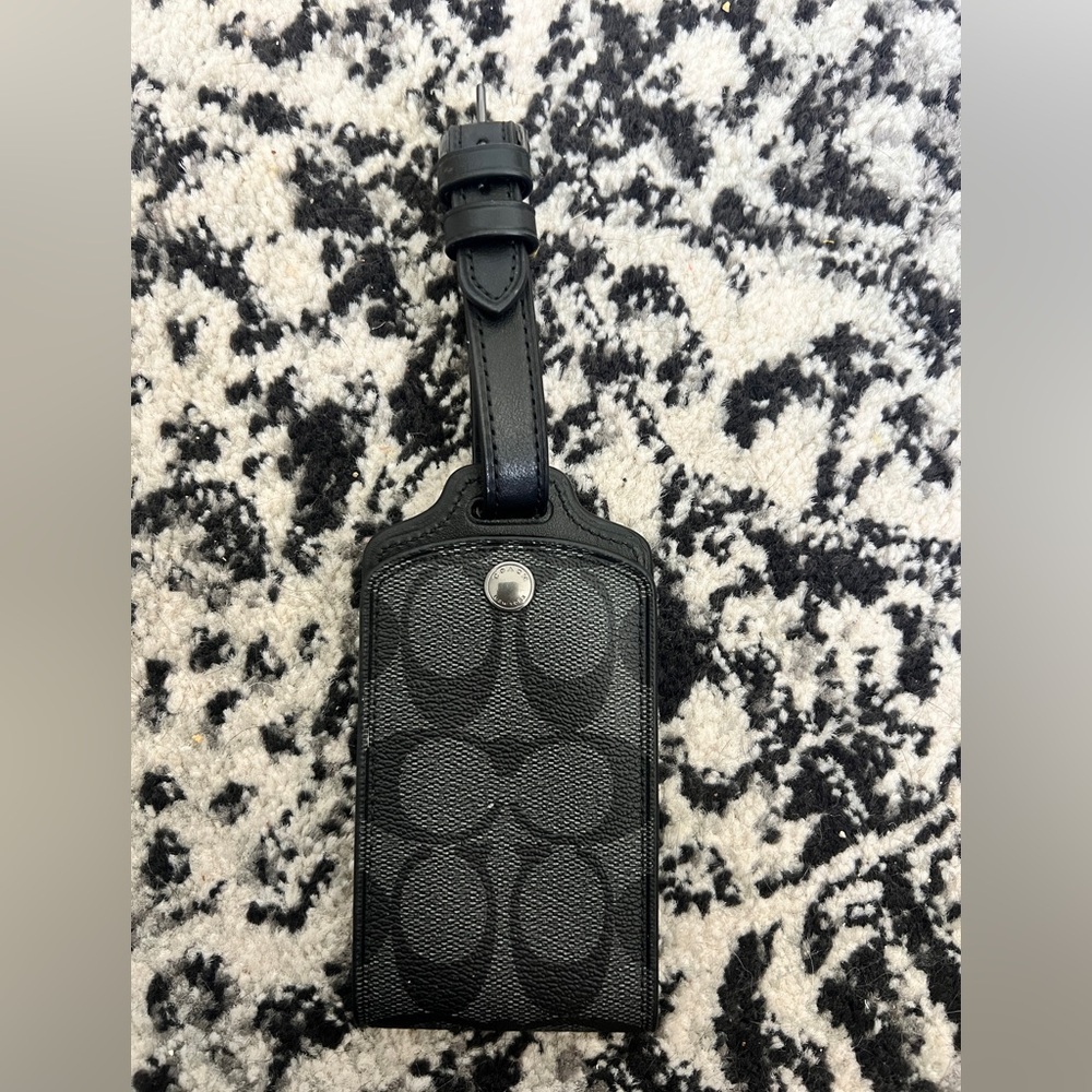 Coach Black Leather Travel Bag Tag